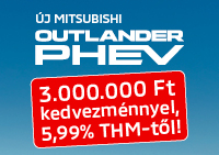 Új Outlander PHEV most 3.000.000 Ft kedvezménnyel, 5,99% THM-től!